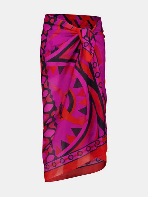 Fuchsia and Black Vivara Print Sarong made by Emilio Pucci