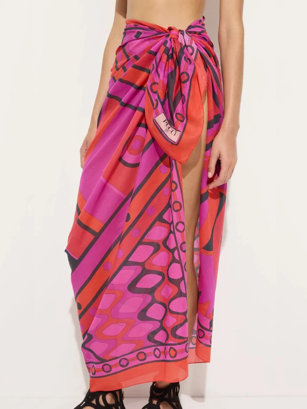 Fuchsia and Black Vivara Print Sarong sold by Fashion Clinic product image thumbnail 2