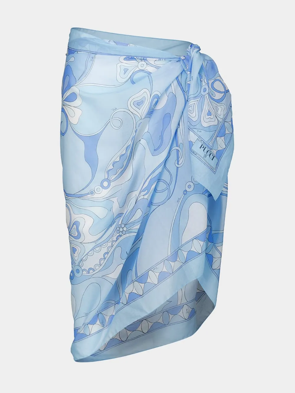 Pale Blue Orchidee Print Sarong sold by Fashion Clinic