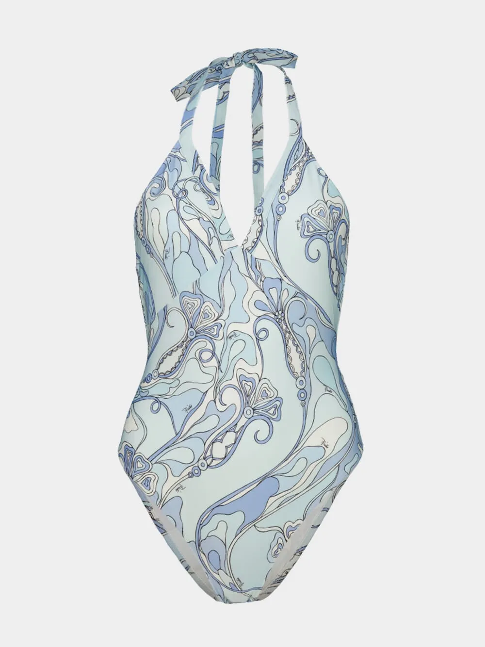 Pale Blue Orchidee Print Swimsuit sold by Fashion Clinic product image thumbnail 2