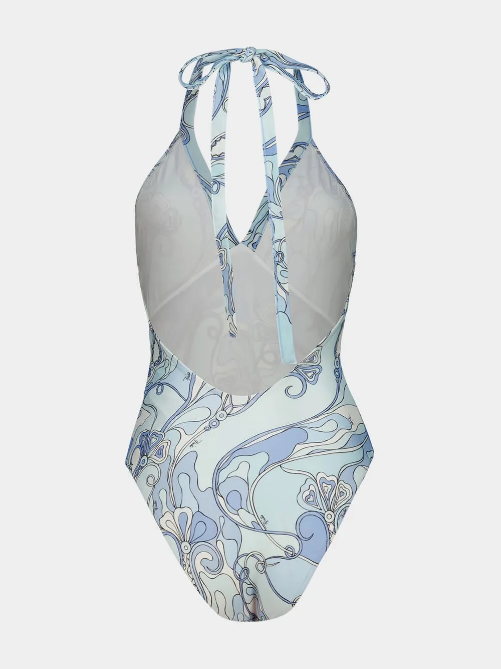 Pale Blue Orchidee Print Swimsuit sold by Fashion Clinic product image thumbnail 4