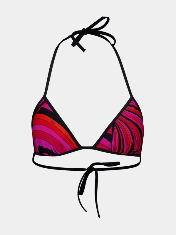 Fuchsia and Black Iride Triangle Bikini Top made by Emilio Pucci