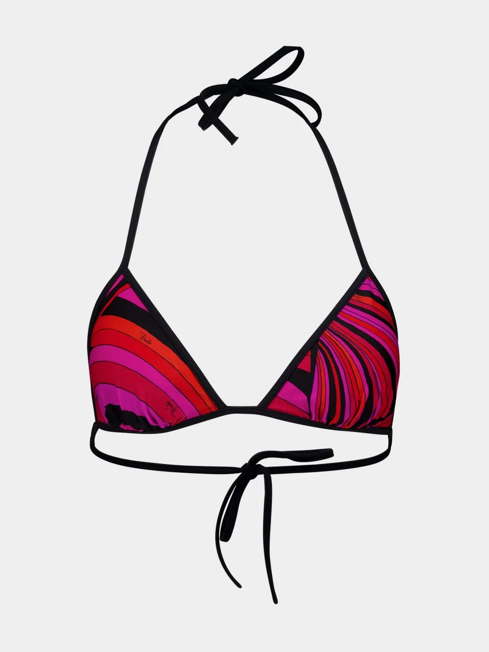 Fuchsia and Black Iride Triangle Bikini Top sold by Fashion Clinic