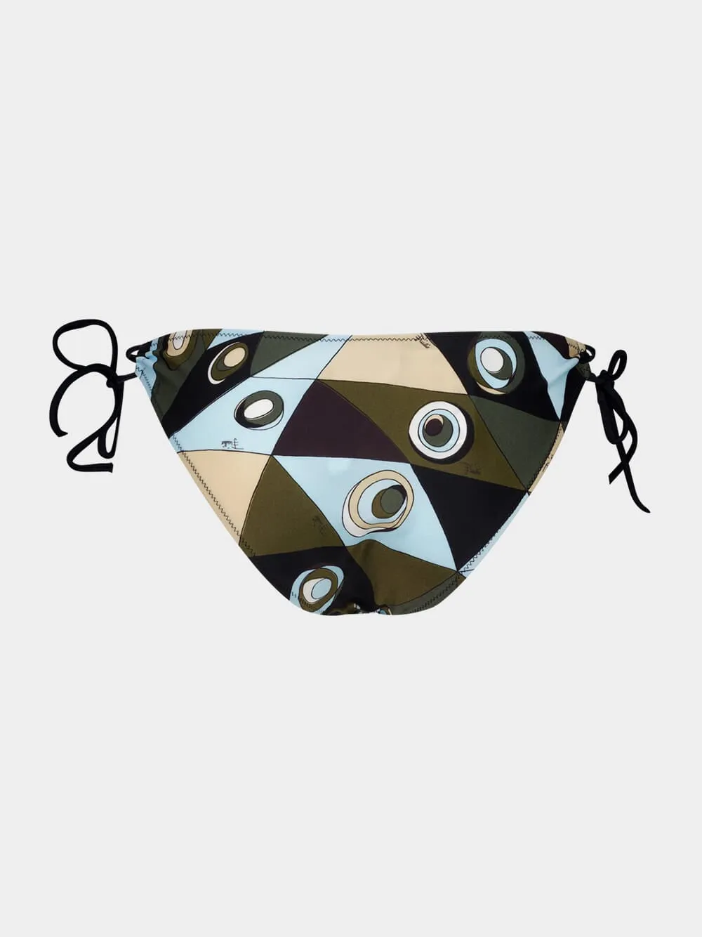 Khaki and Blue Occhi Print Adjustable Bikini Bottom sold by Fashion Clinic product image thumbnail 2