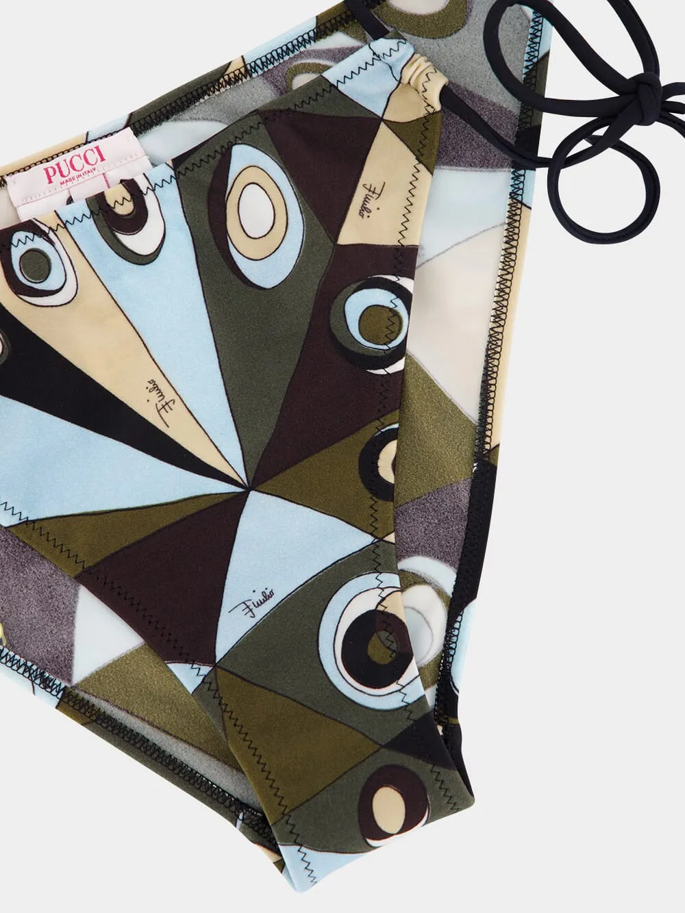 Khaki and Blue Occhi Print Adjustable Bikini Bottom sold by Fashion Clinic product image thumbnail 3