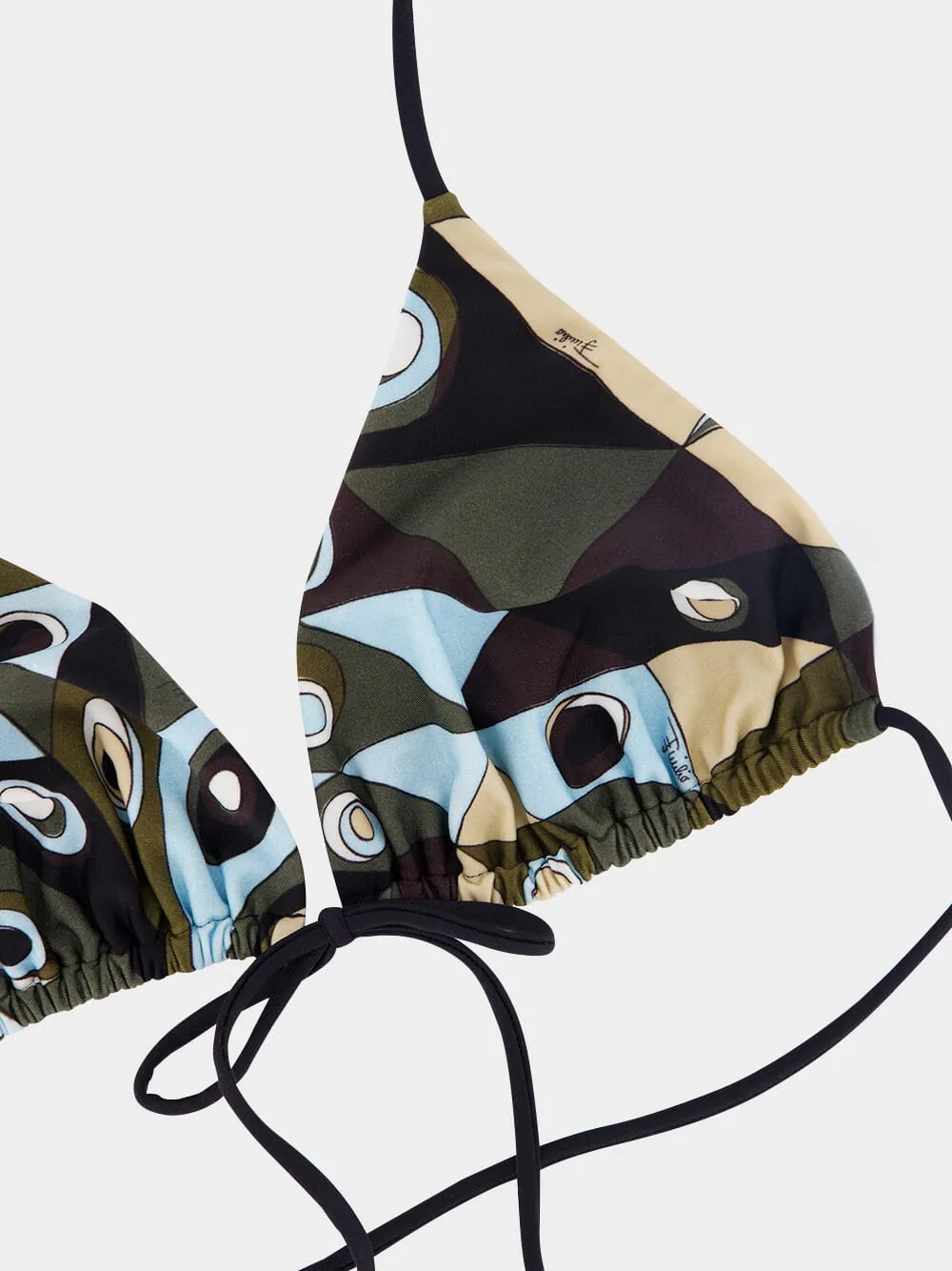 Khaki and Blue Occhi Triangle Bikini Top sold by Fashion Clinic product image thumbnail 5