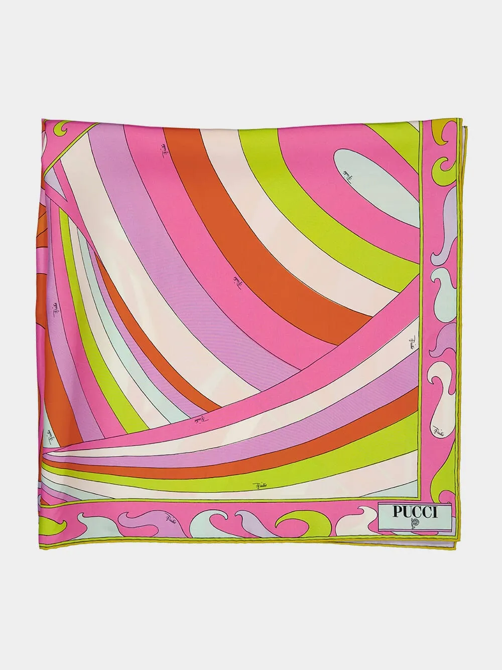 Orange Marmo and Iride Print Silk Carré Scarf sold by Fashion Clinic product image thumbnail 2