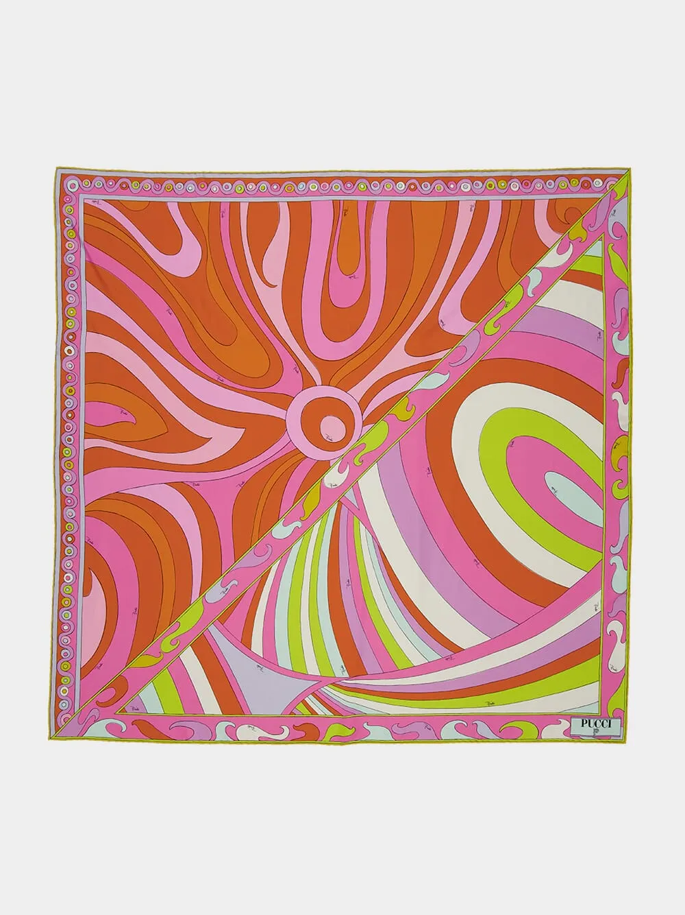 Orange Marmo and Iride Print Silk Carré Scarf sold by Fashion Clinic