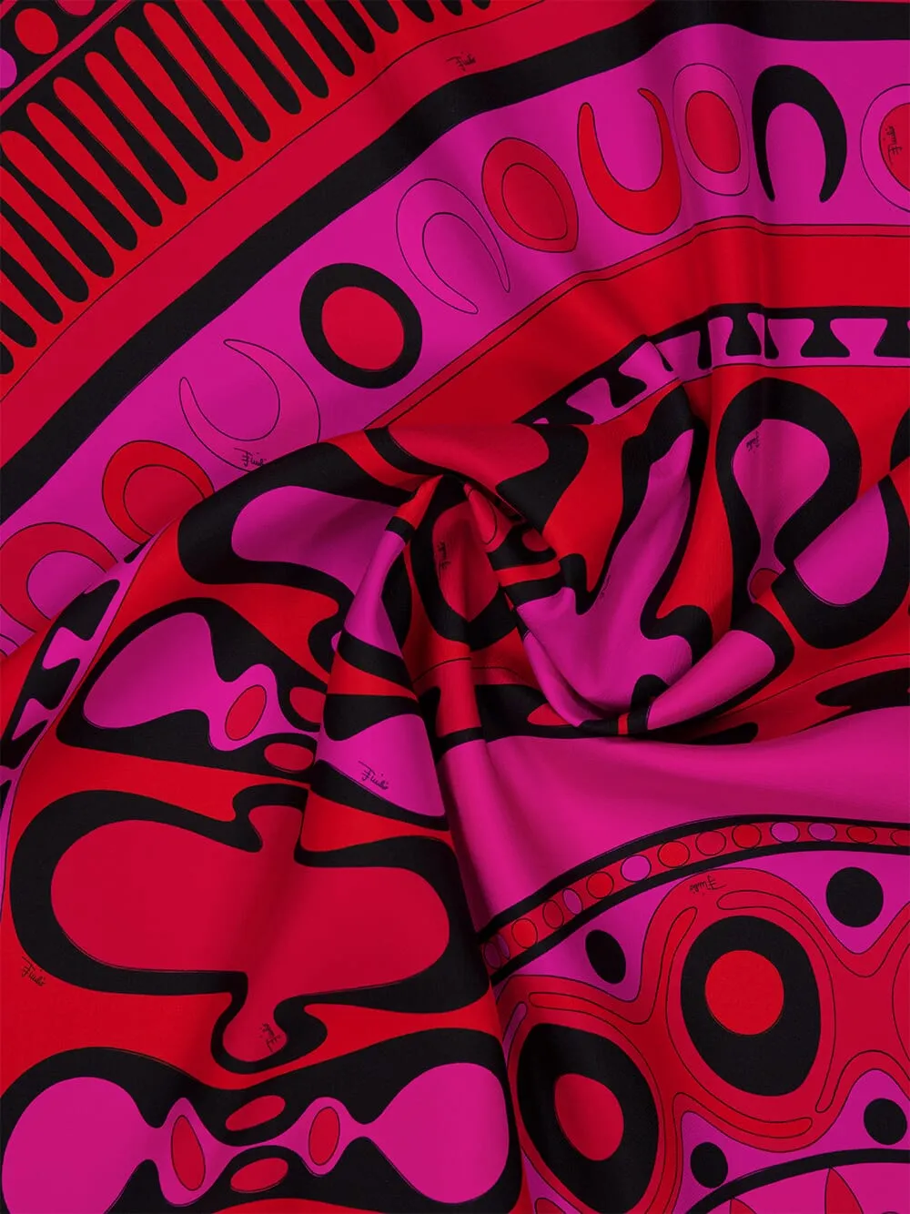 Fuchsia and Black Soleil Print Silk Carré sold by Fashion Clinic product image thumbnail 4