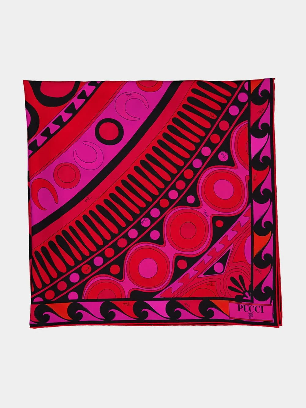 Fuchsia and Black Soleil Print Silk Carré sold by Fashion Clinic product image thumbnail 3