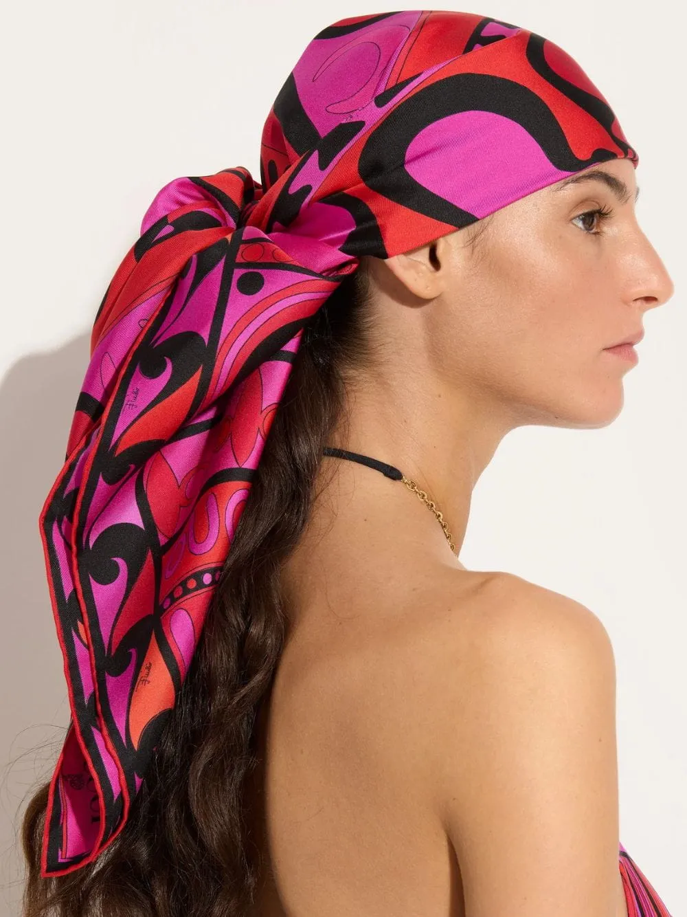 Fuchsia and Black Soleil Print Silk Carré sold by Fashion Clinic product image thumbnail 2