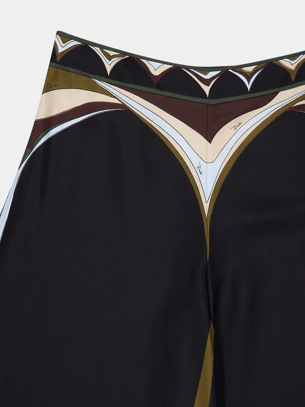 Khaki and Blue Fari Print Silk Palazzo Pants sold by Fashion Clinic product image thumbnail 5