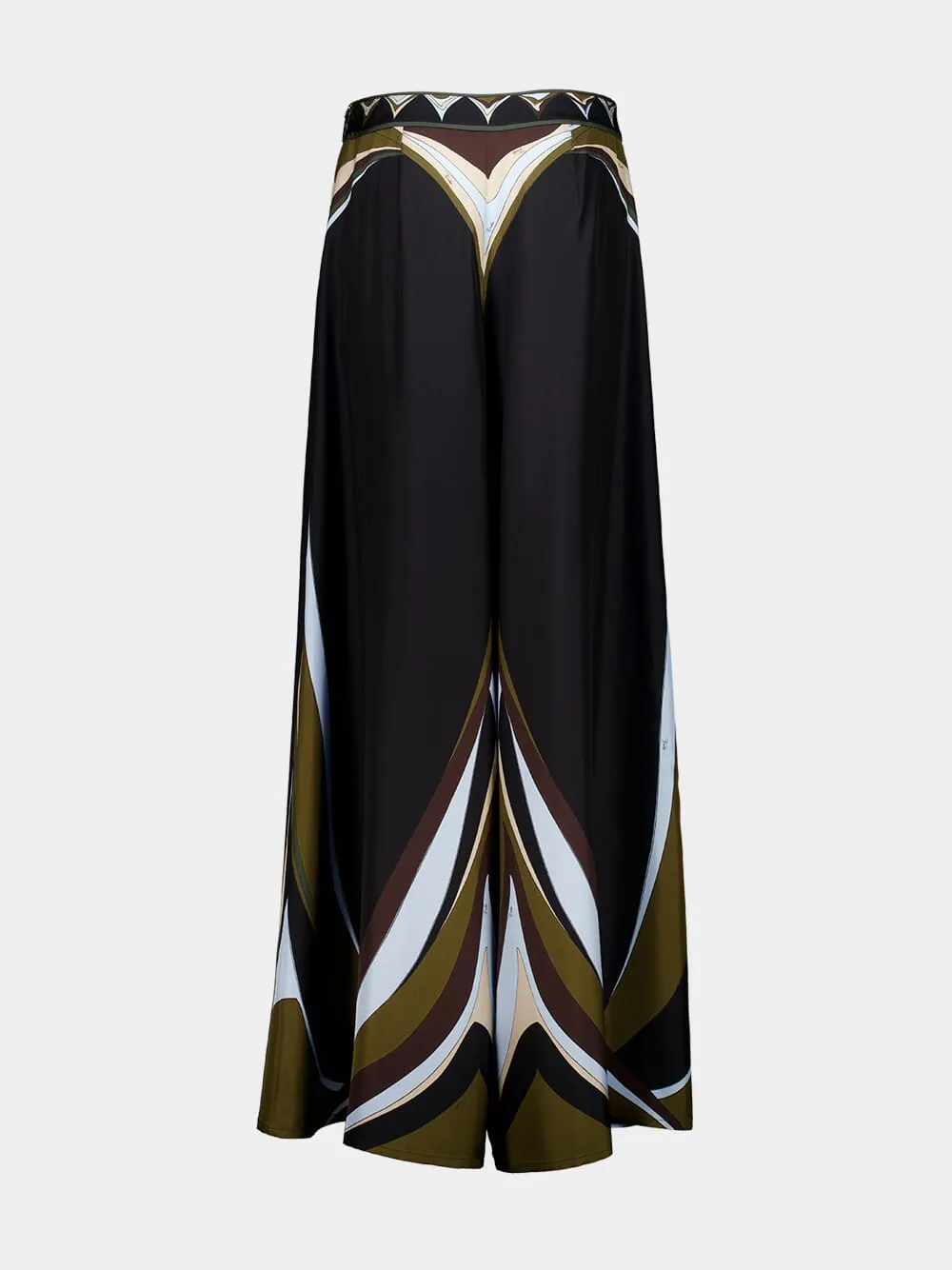 Khaki and Blue Fari Print Silk Palazzo Pants sold by Fashion Clinic product image thumbnail 3