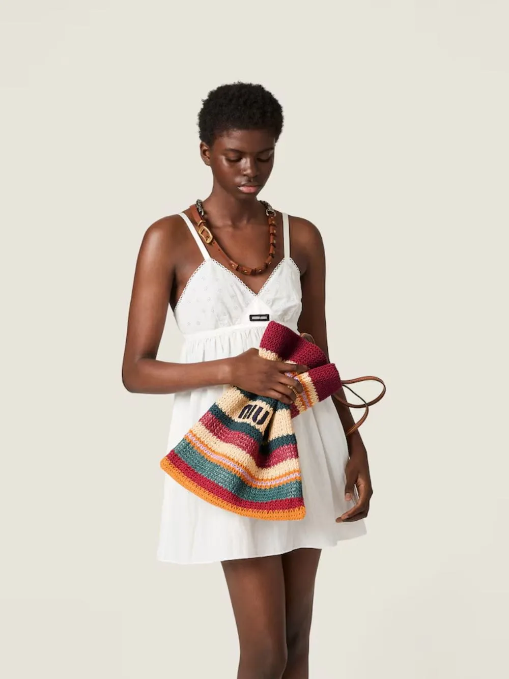 Bordeaux and Natural Raffia-Effect Woven Tote Bag sold by Fashion Clinic product image thumbnail 2