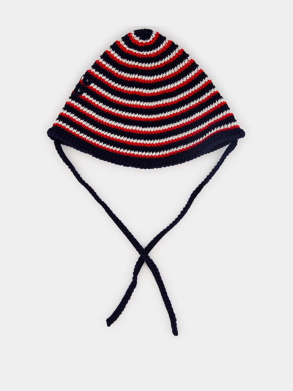 Blue and Red Striped Cotton Knit Tie Hat sold by Fashion Clinic