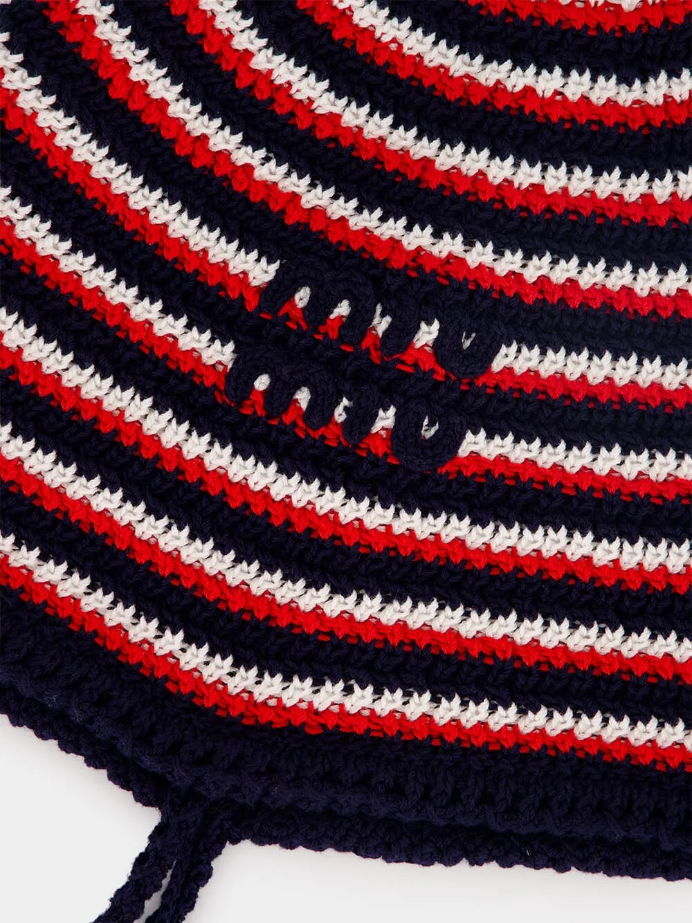 Blue and Red Striped Cotton Knit Tie Hat sold by Fashion Clinic product image thumbnail 2