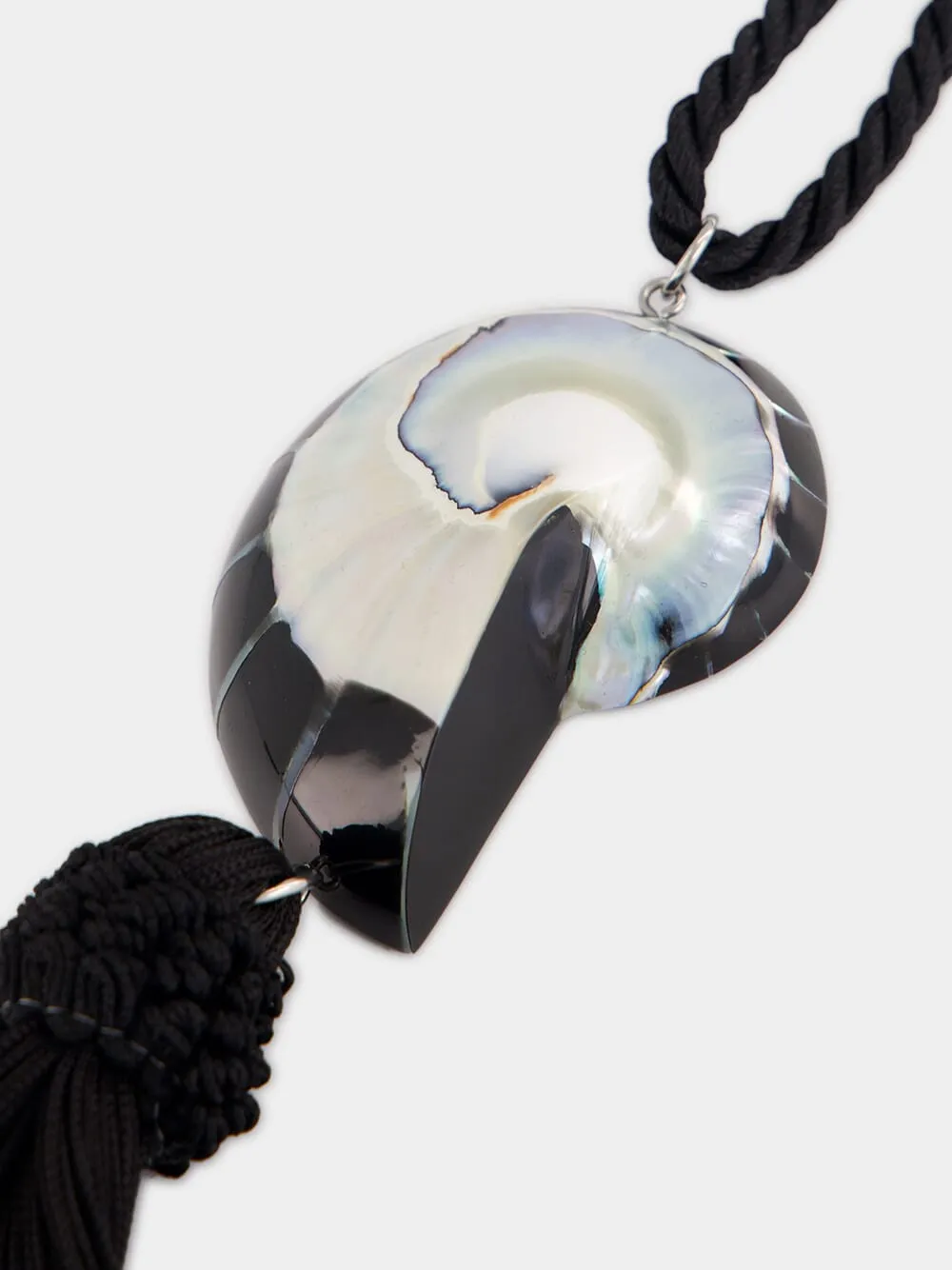 Black Nautilus Shell Tassel Necklace sold by Fashion Clinic product image thumbnail 4