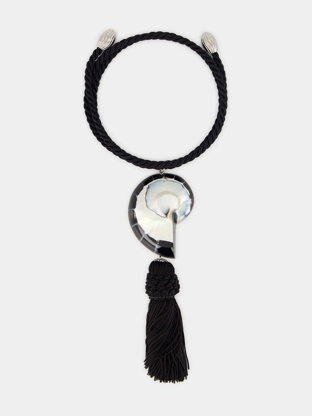 Black Nautilus Shell Tassel Necklace sold by Fashion Clinic product image thumbnail 3