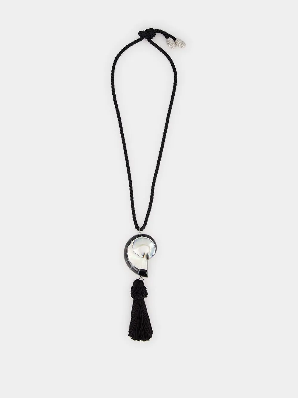 Black Nautilus Shell Tassel Necklace sold by Fashion Clinic product image thumbnail 2