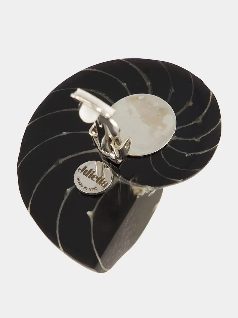 Black Nautilus Shell Clip-On Earrings sold by Fashion Clinic product image thumbnail 5