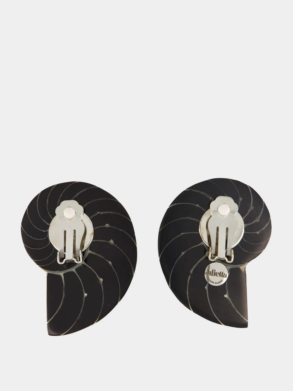 Black Nautilus Shell Clip-On Earrings sold by Fashion Clinic product image thumbnail 3