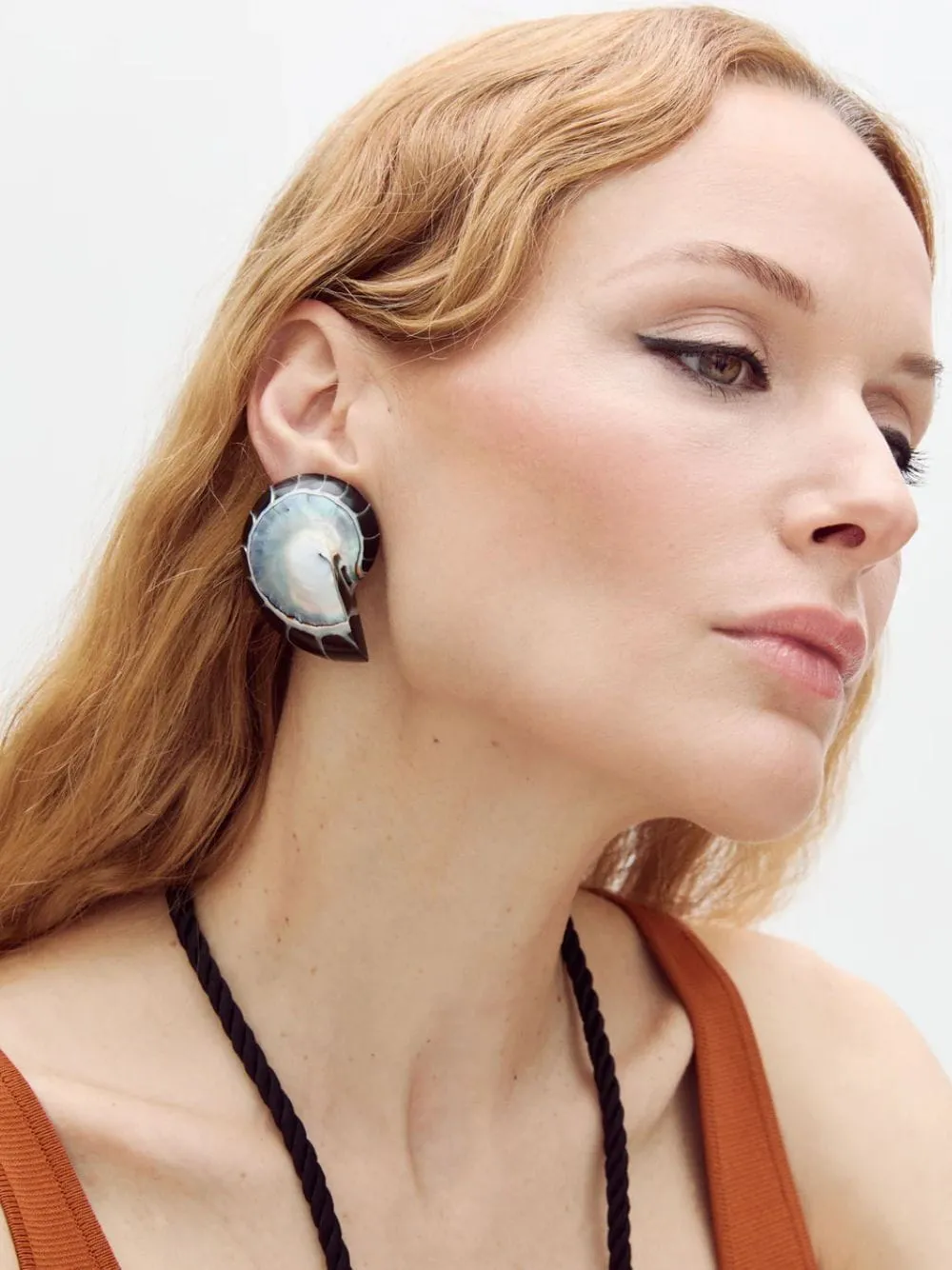 Black Nautilus Shell Clip-On Earrings sold by Fashion Clinic product image thumbnail 2