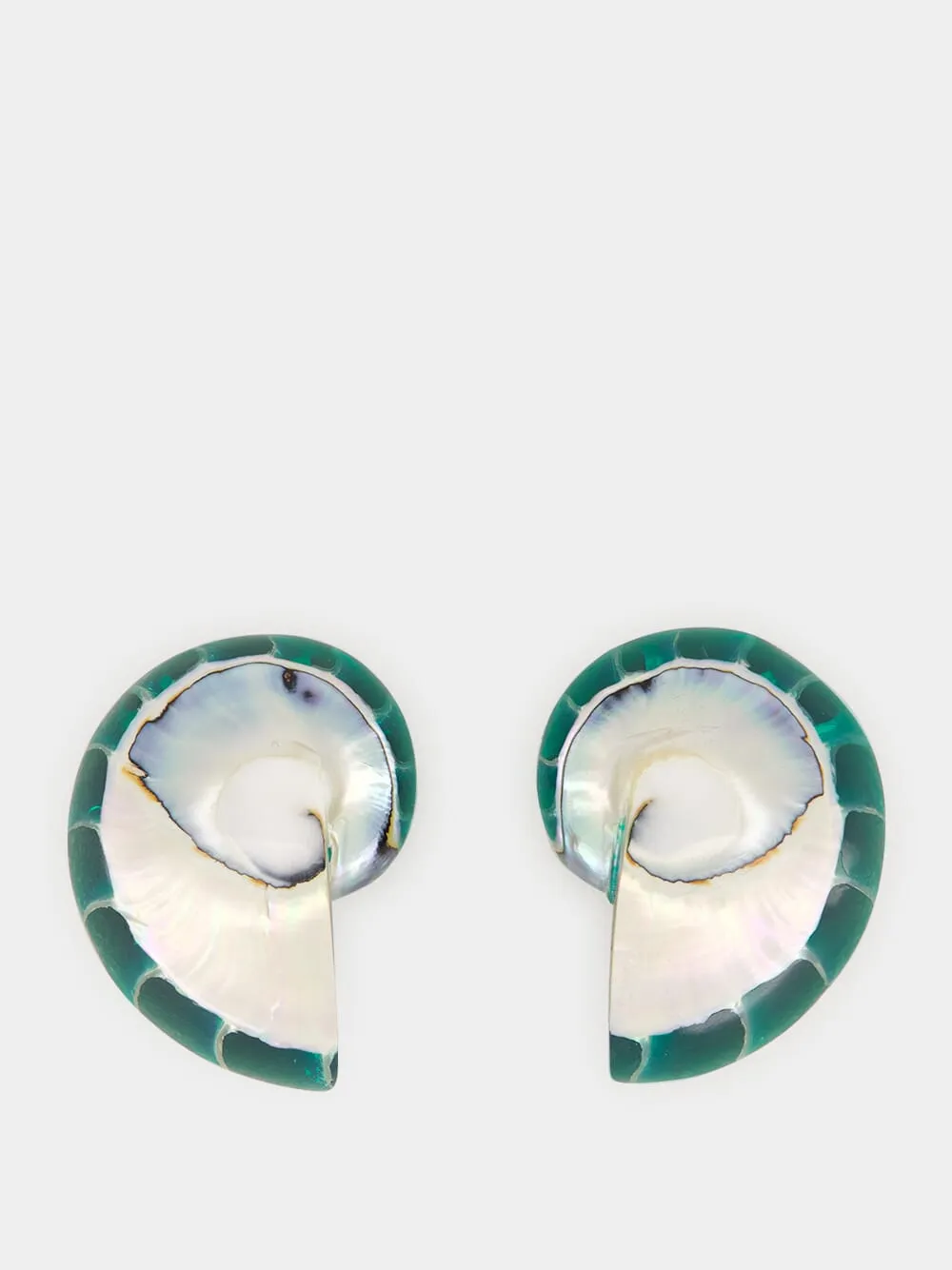 Green Nautilus Shell Clip-On Earrings sold by Fashion Clinic product image thumbnail 2