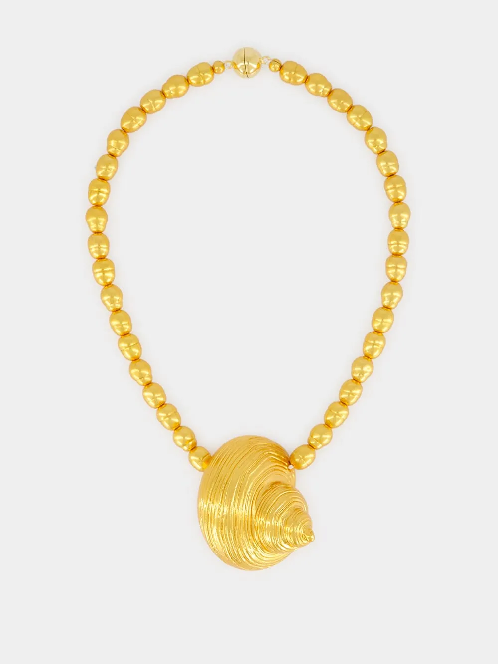 Gold Mykonos Shell Pendant Necklace sold by Fashion Clinic
