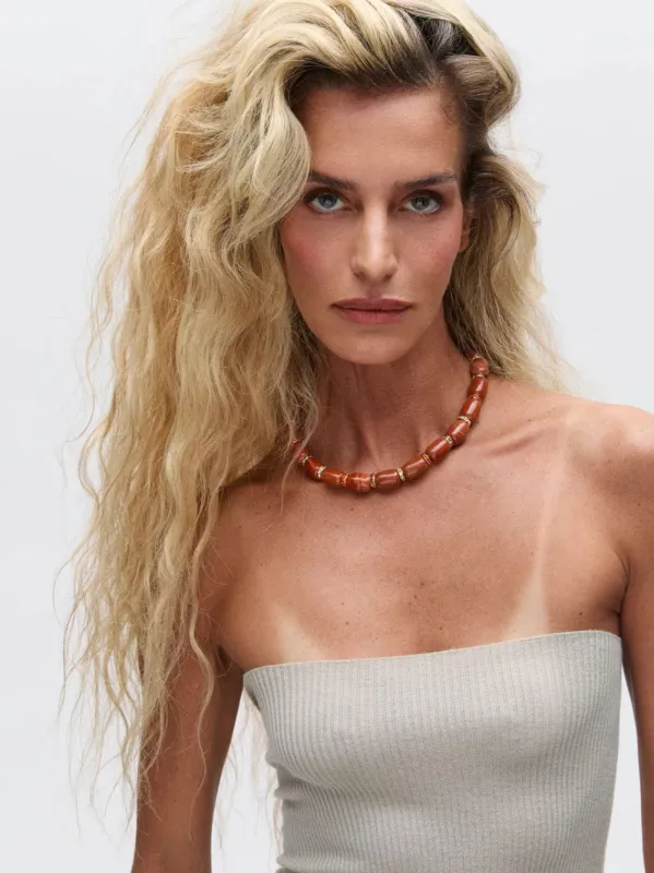 Red Jasper Donna Beaded Necklace made by Fashion Clinic