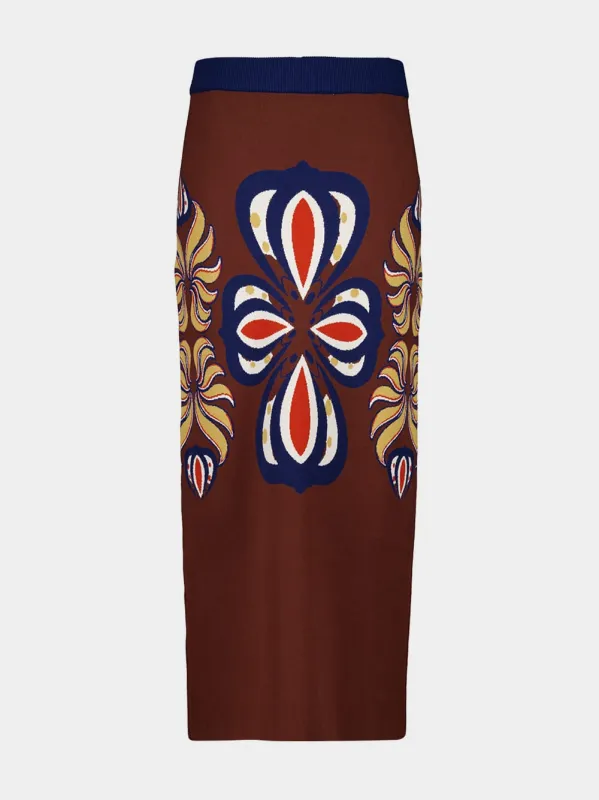 Spar Potting Soil Jacquard Pencil Skirt made by Fashion Clinic