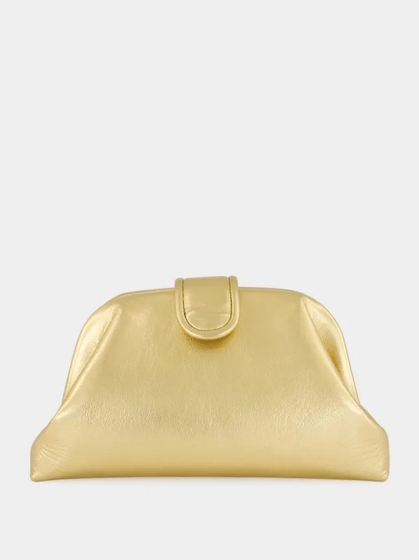 Mavie Gold Leather Clutch with Closure made by Fashion Clinic