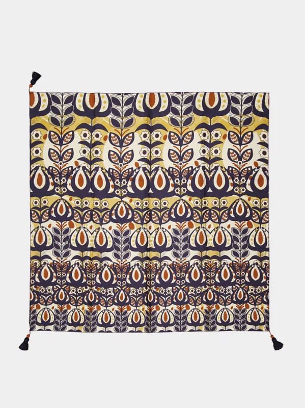Granita Wonderland Printed Silk Twill Scarf with Trims made by Fashion Clinic