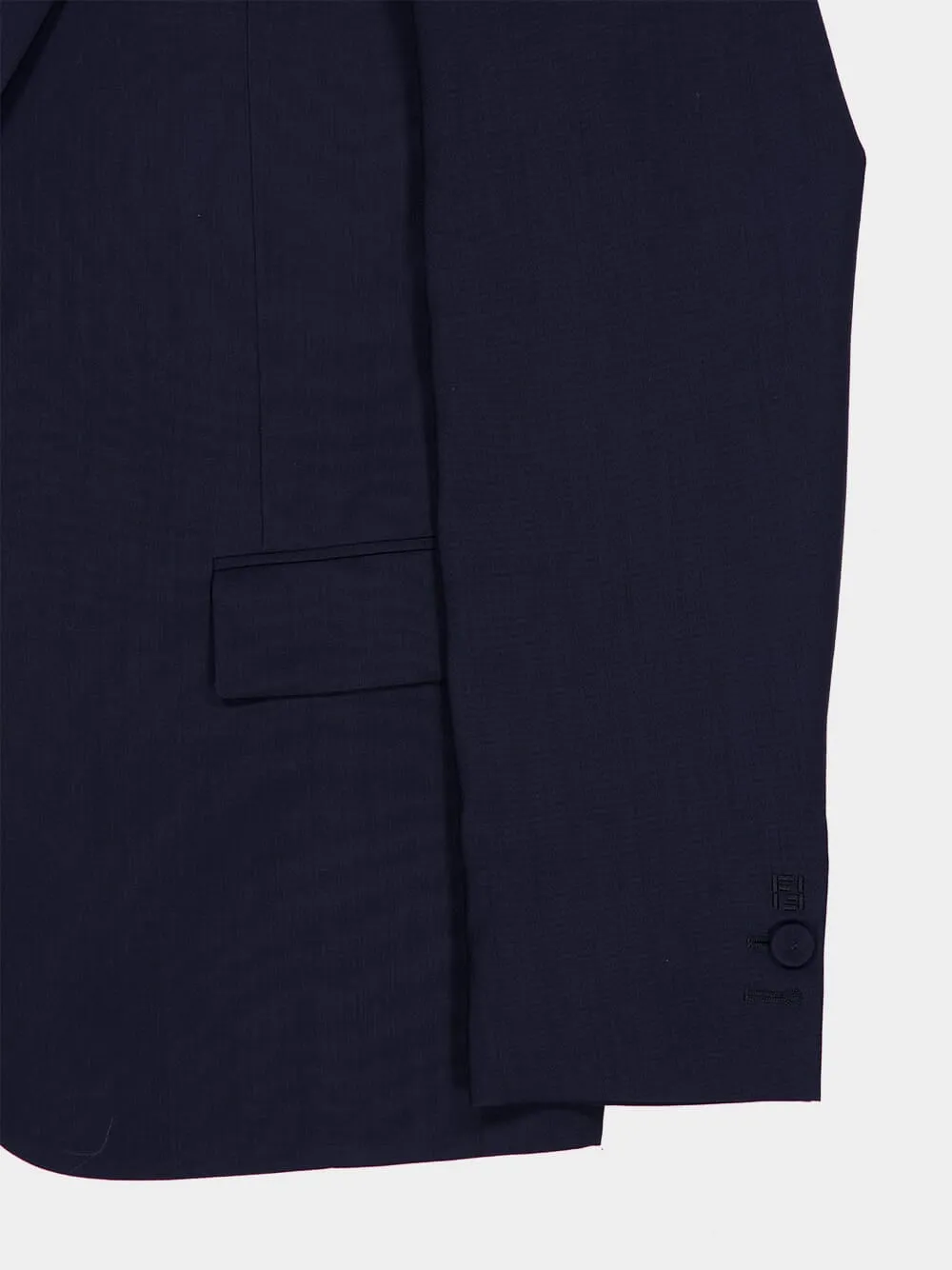 Dark Blue Wool Canvas Blazer sold by Fashion Clinic product image thumbnail 5