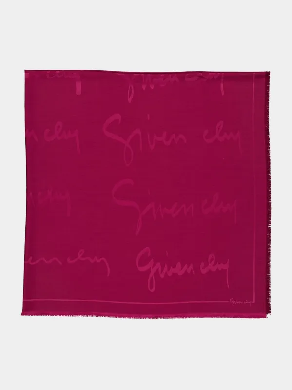 Red Cherry Signature Silk Wool Shawl made by Givenchy