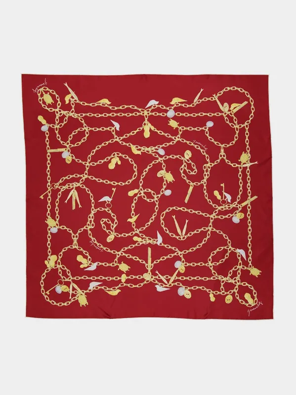Red Cherry Lucky Charms Silk Scarf made by Givenchy