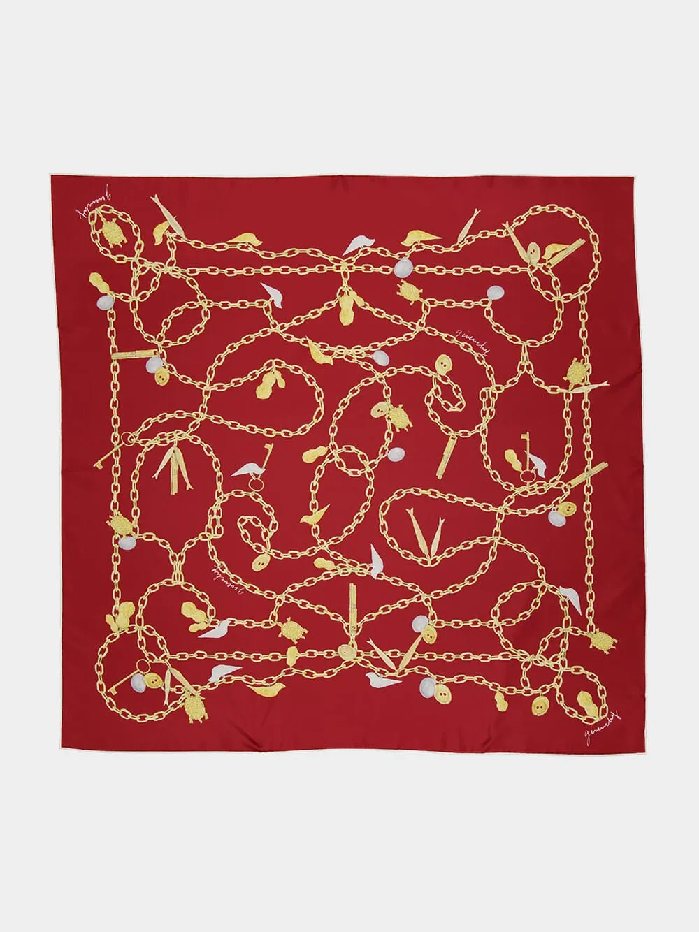 Red Cherry Lucky Charms Silk Scarf sold by Fashion Clinic