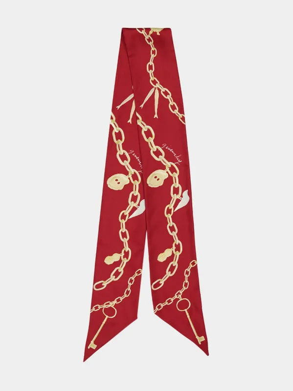 Red Cherry Lucky Charms Silk Bandeau made by Givenchy