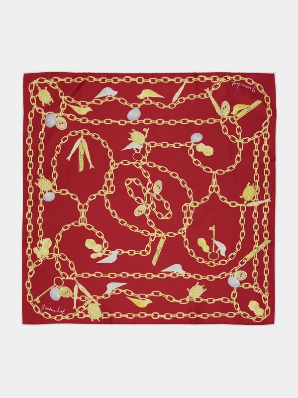 Red Cherry Lucky Charms Silk Square made by Givenchy
