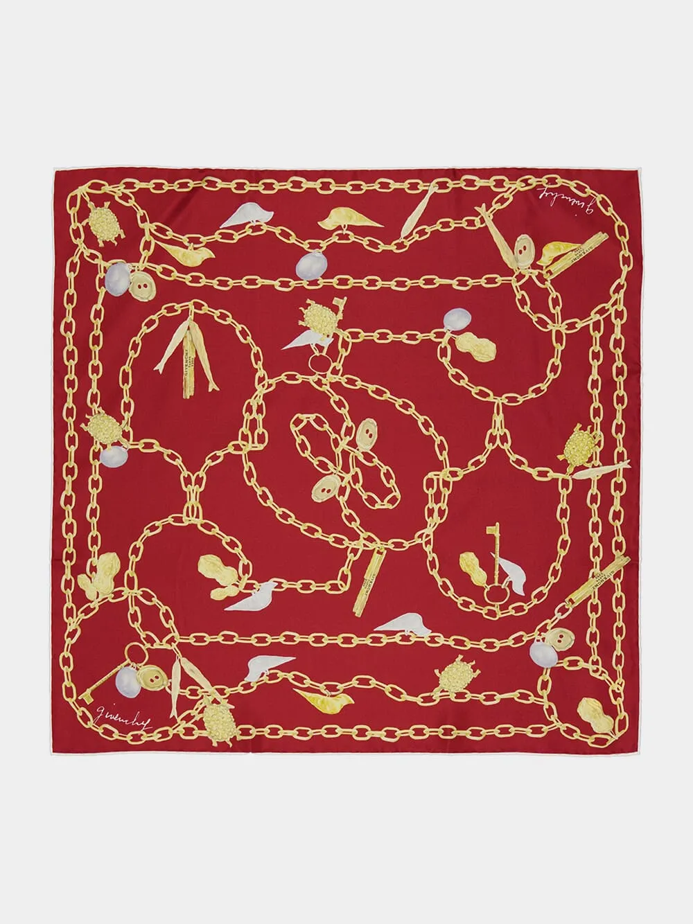 Red Cherry Lucky Charms Silk Square sold by Fashion Clinic