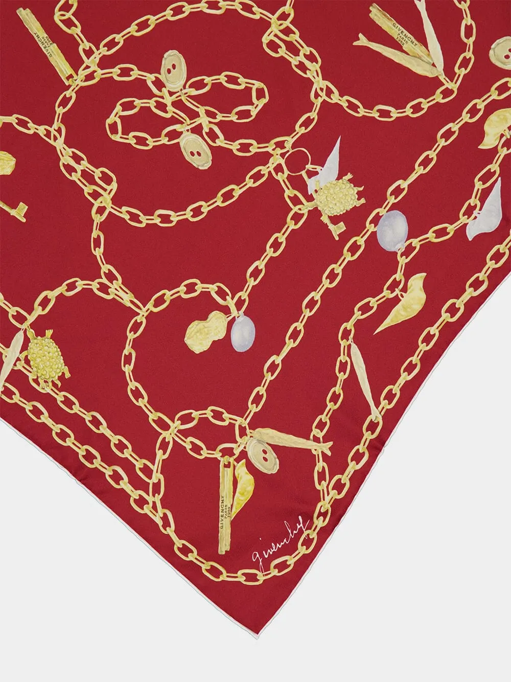 Red Cherry Lucky Charms Silk Square sold by Fashion Clinic product image thumbnail 2