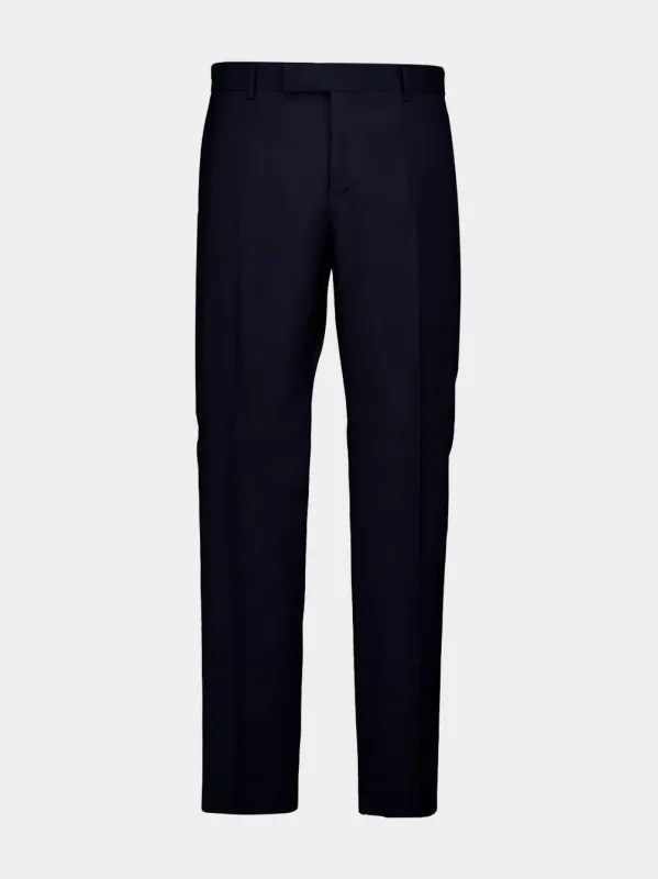 Dark Blue Wool Tailored Trousers made by Fendi