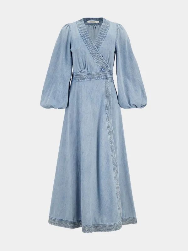 Skylark Blue Indra Denim Midi Dress made by Zimmermann
