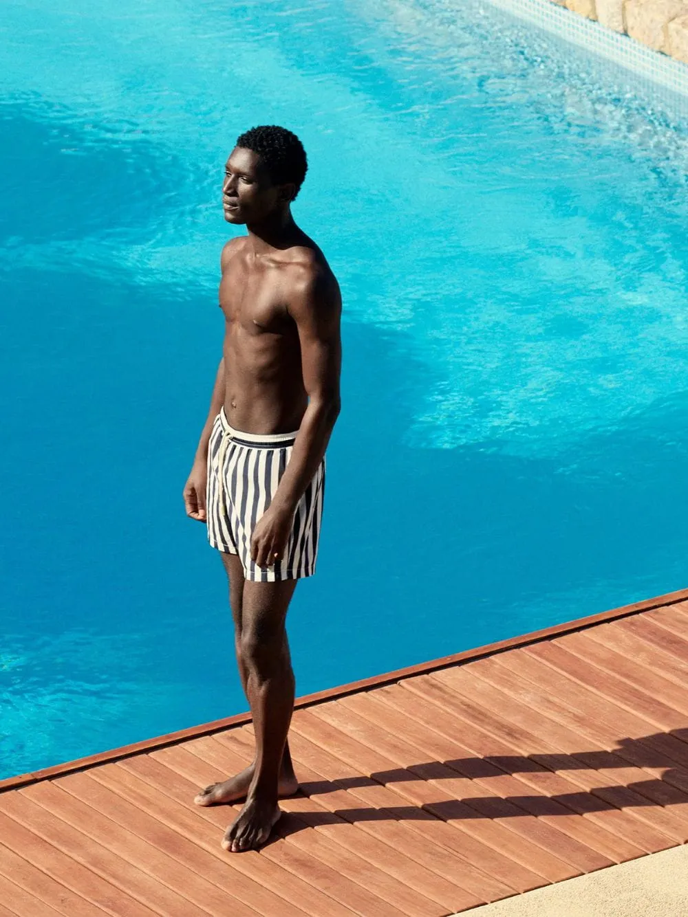 Night Iris Stripe Boxer Swim Shorts sold by Fashion Clinic