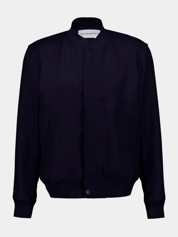 Navy Wool Double Stripe Jacket made by Givenchy