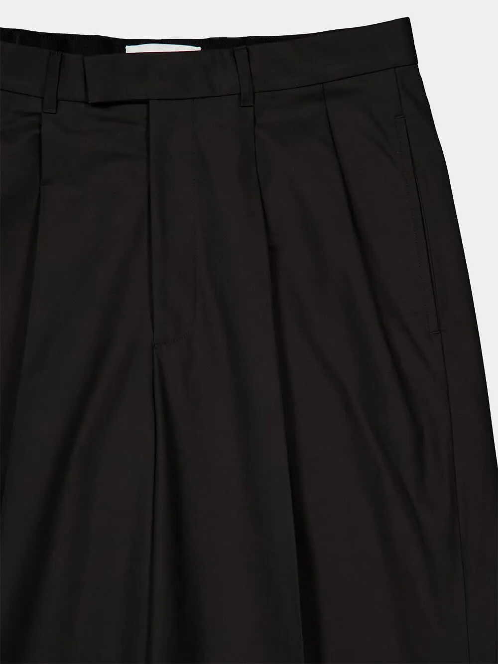 Black Double Pleat Cotton Trousers sold by Fashion Clinic product image thumbnail 3