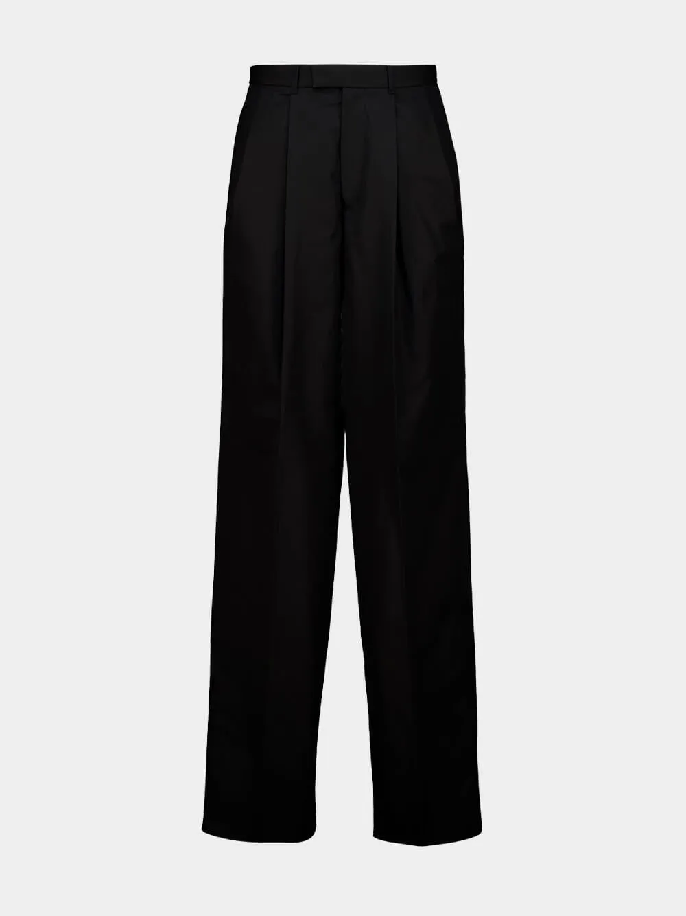 Black Double Pleat Cotton Trousers sold by Fashion Clinic