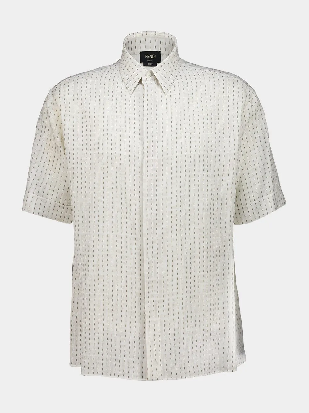 Beige FF Linen Boxy Shirt sold by Fashion Clinic product image thumbnail 2