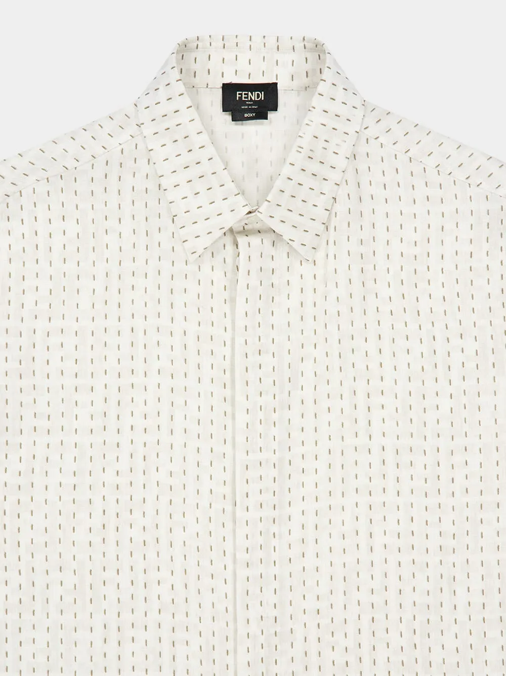 Beige FF Linen Boxy Shirt sold by Fashion Clinic product image thumbnail 4