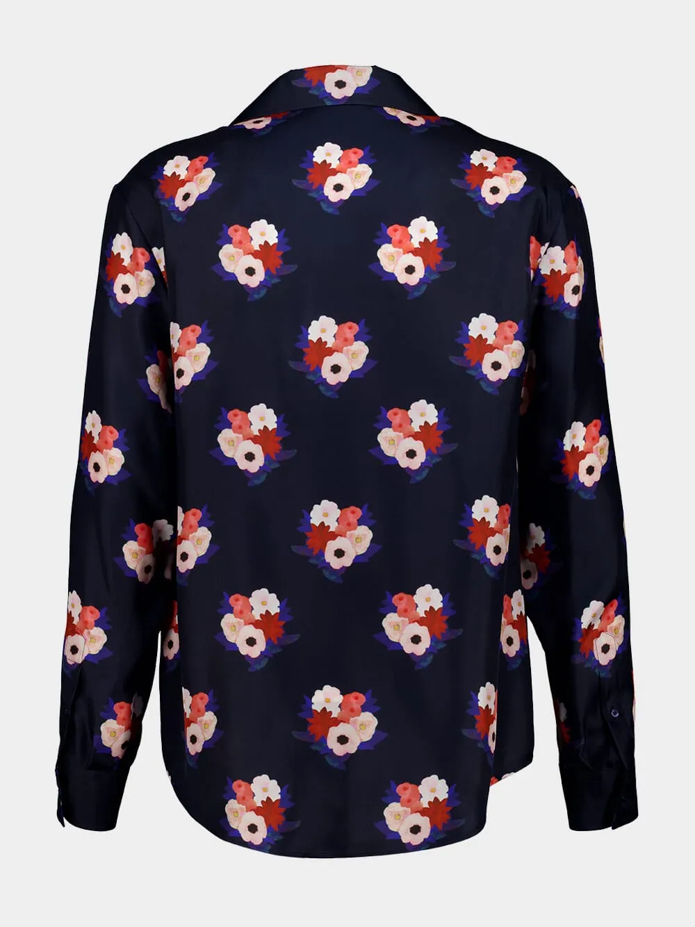 Dark Blue Bouquet Silk Shirt sold by Fashion Clinic product image thumbnail 2
