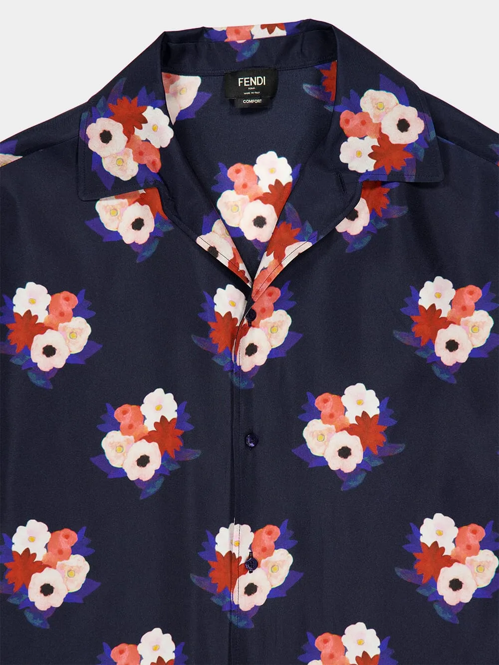 Dark Blue Bouquet Silk Shirt sold by Fashion Clinic product image thumbnail 3